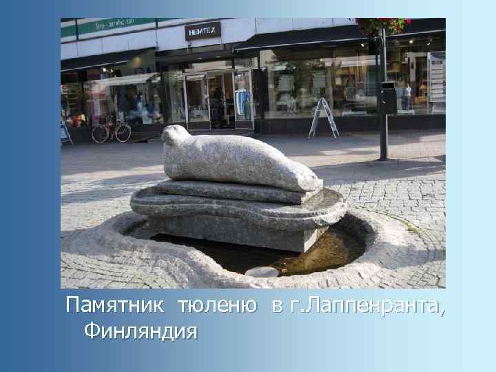 Памятник тюленю в г. Лаппенранта, Финляндия 