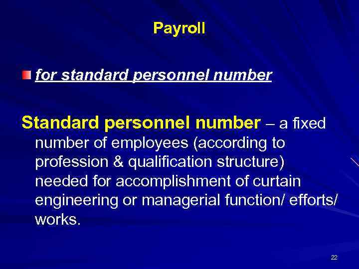 Payroll for standard personnel number Standard personnel number – a fixed number of employees