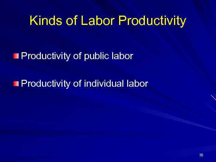 Kinds of Labor Productivity of public labor Productivity of individual labor 30 