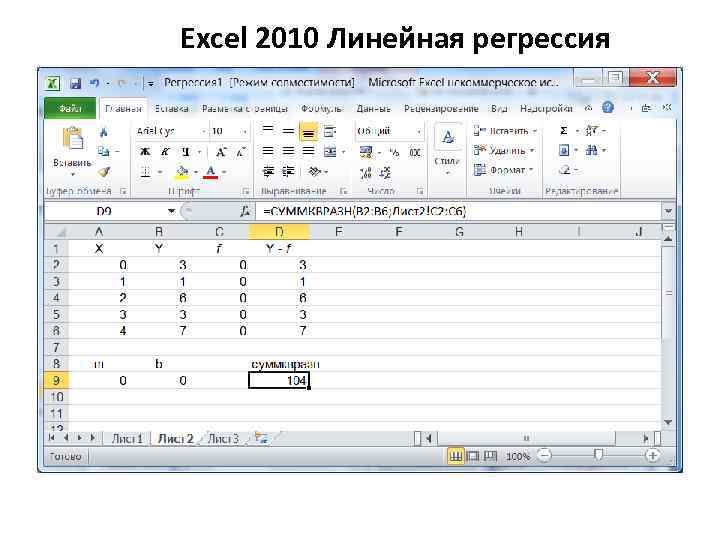 Excel 2010 Линейная регрессия 