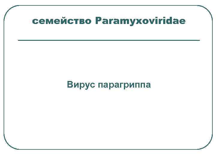 семейство Paramyxoviridae Вирус парагриппа 