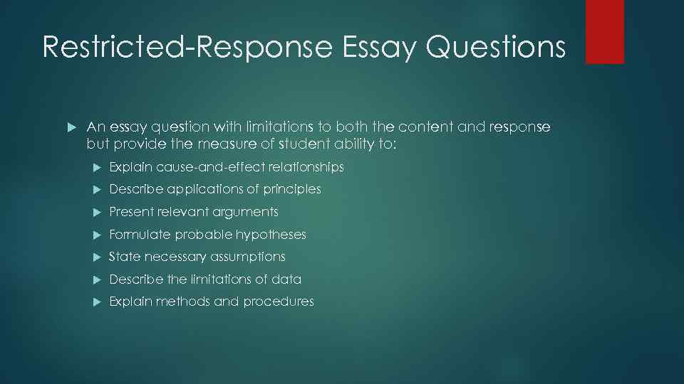 examples of restricted essay questions