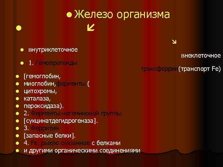 l Железо l l внутриклеточное l l l организма 1. Гемопротеиды [гемоглобин, миоглобин, ферменты