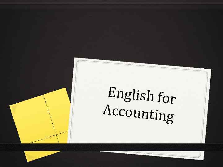 English for Accounting 