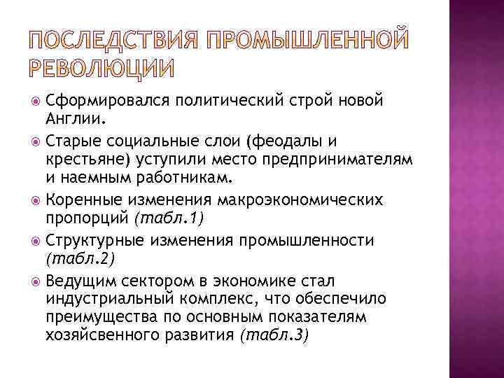 Сформировался политический строй новой Англии. Старые социальные слои (феодалы и крестьяне) уступили место предпринимателям