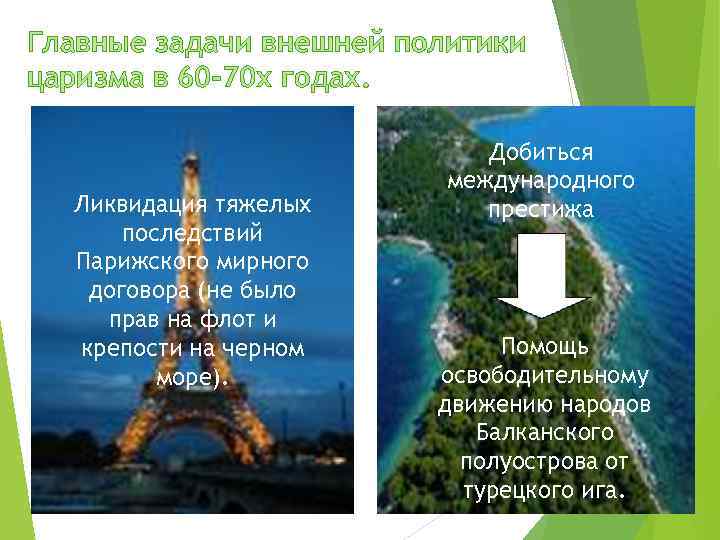 Главные задачи внешней политики царизма в 60 -70 х годах. Ликвидация тяжелых последствий Парижского