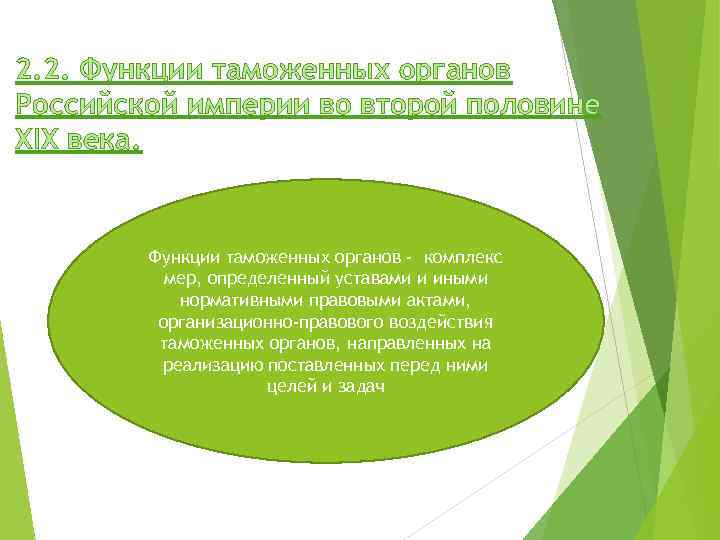 2. 2. Функции таможенных органов Российской империи во второй половине XIX века. Функции таможенных