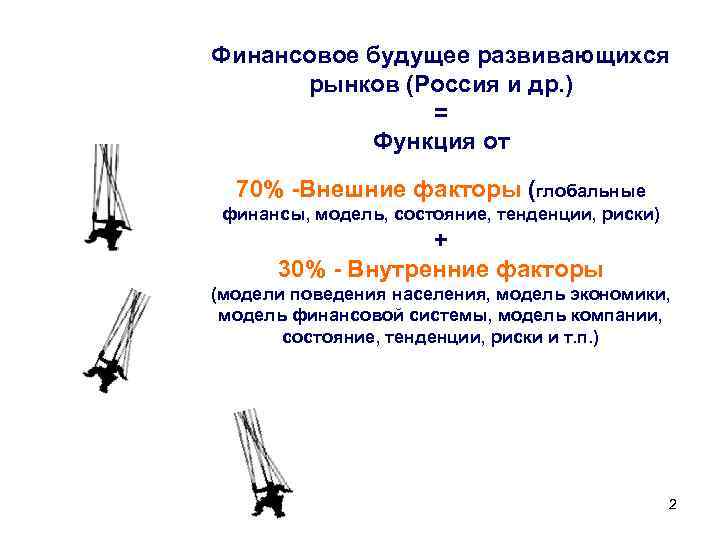 Финансовое будущее развивающихся рынков (Россия и др. ) = Функция от 70% -Внешние факторы