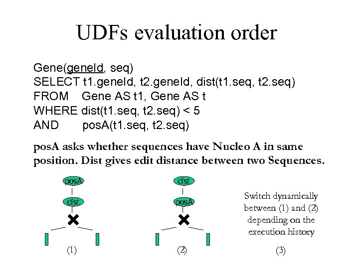 UDFs evaluation order Gene(gene. Id, seq) SELECT t 1. gene. Id, t 2. gene.