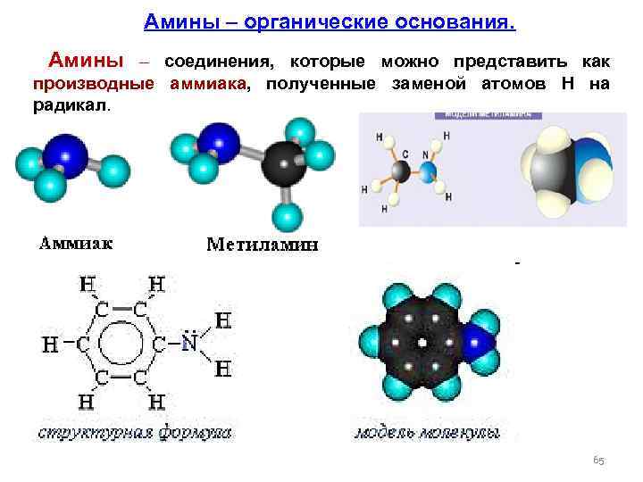 Амины – органические основания. Амины – соединения, которые можно представить как производные аммиака, полученные