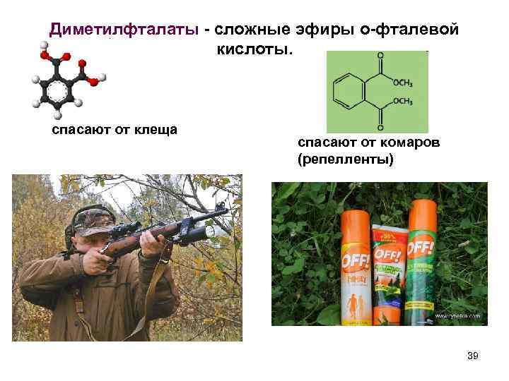 Диметилфталаты - сложные эфиры о-фталевой кислоты. спасают от клеща спасают от комаров (репелленты) 39