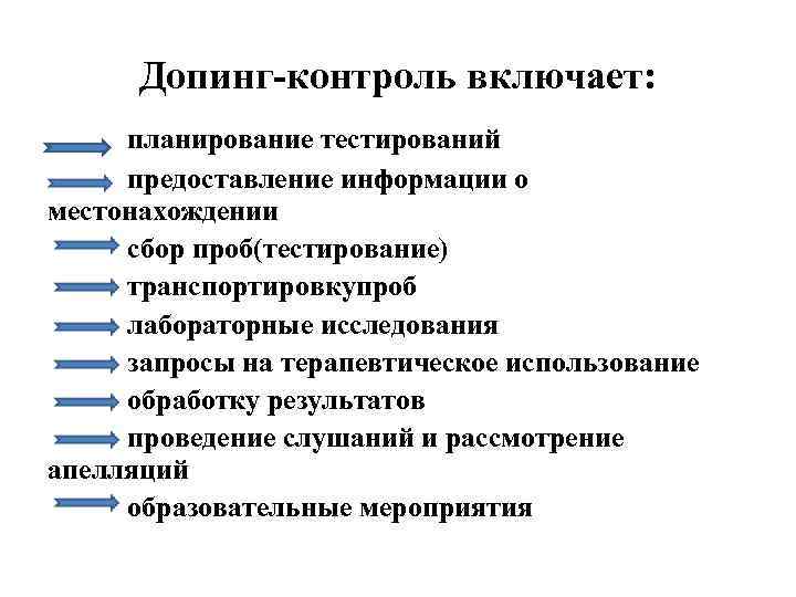 Тестирование спортсмена на допинг. Процедура допинг контроля. Методы антидопингового контроля.