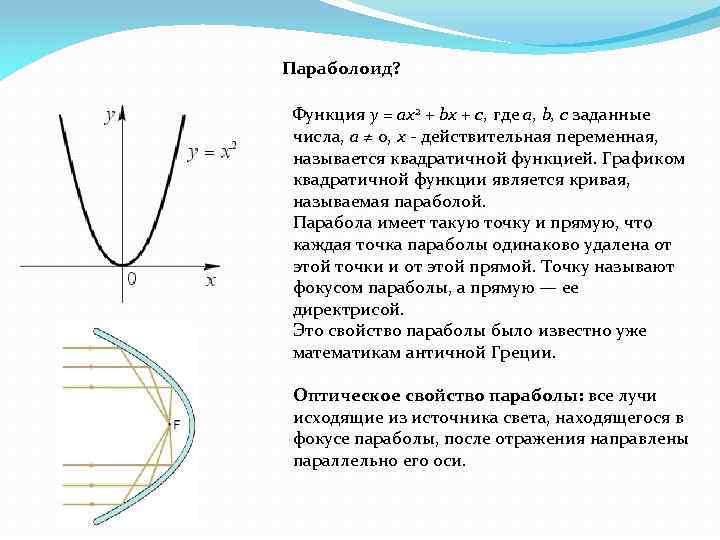 График функции y ax 2 bx c