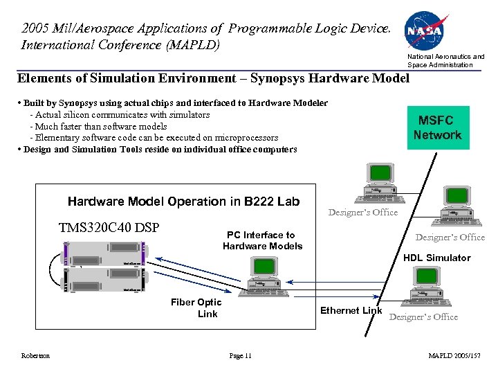 2005 Mil/Aerospace Applications of Programmable Logic Devices International Conference (MAPLD) National Aeronautics and Space