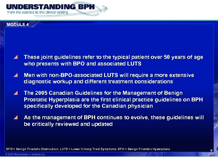 MODULE 4 y These joint guidelines refer to the typical patient over 50 years