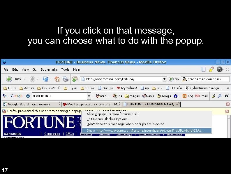 If you click on that message, you can choose what to do with the