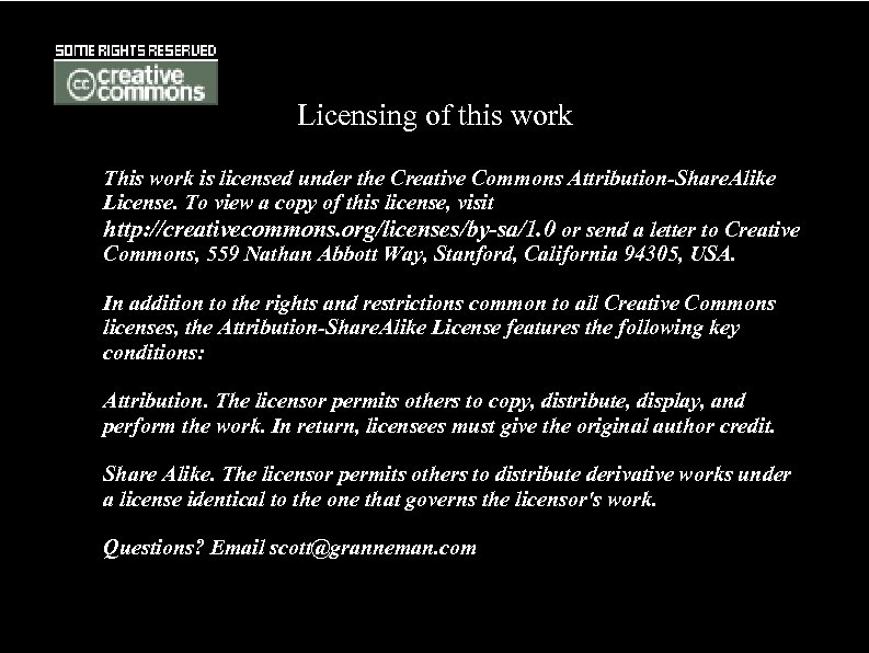 Licensing of this work This work is licensed under the Creative Commons Attribution-Share. Alike