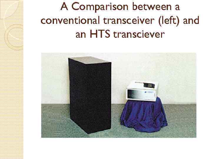 A Comparison between a conventional transceiver (left) and an HTS transciever 