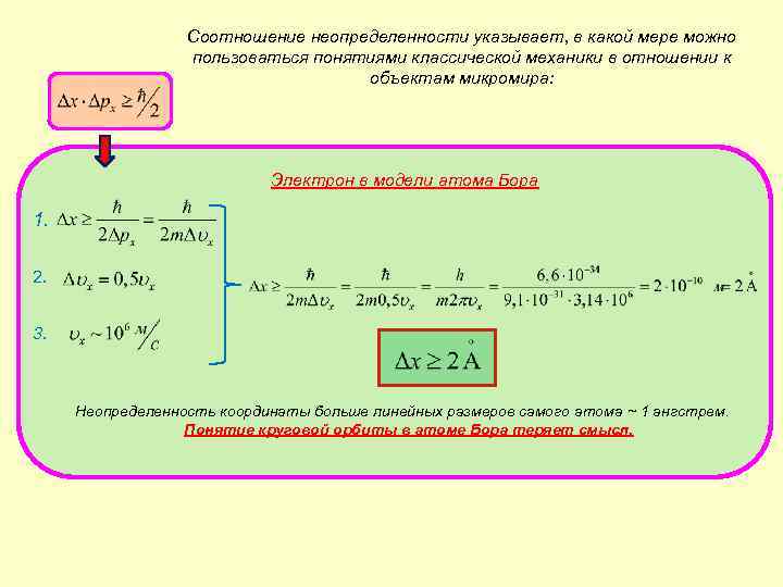 Соотношение неопределенности указывает, в какой мере можно пользоваться понятиями классической механики в отношении к