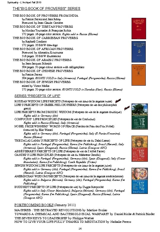 Spirituality - L’Archipel Fall 2010 THE“BIG BOOK OF PROVERBS” SERIES THE BIG BOOK OF