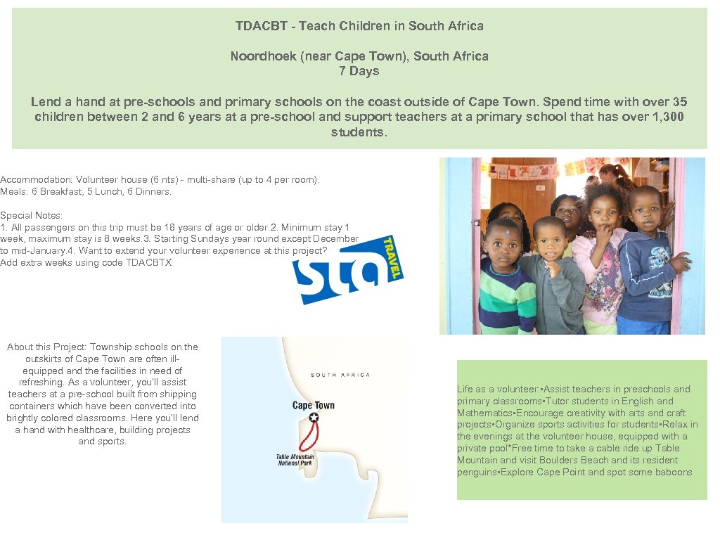TDACBT - Teach Children in South Africa Noordhoek (near Cape Town), South Africa 7