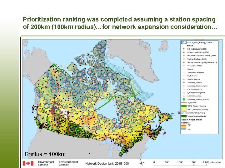 Prioritization ranking was completed assuming a station spacing of 200 km (100 km radius)…for