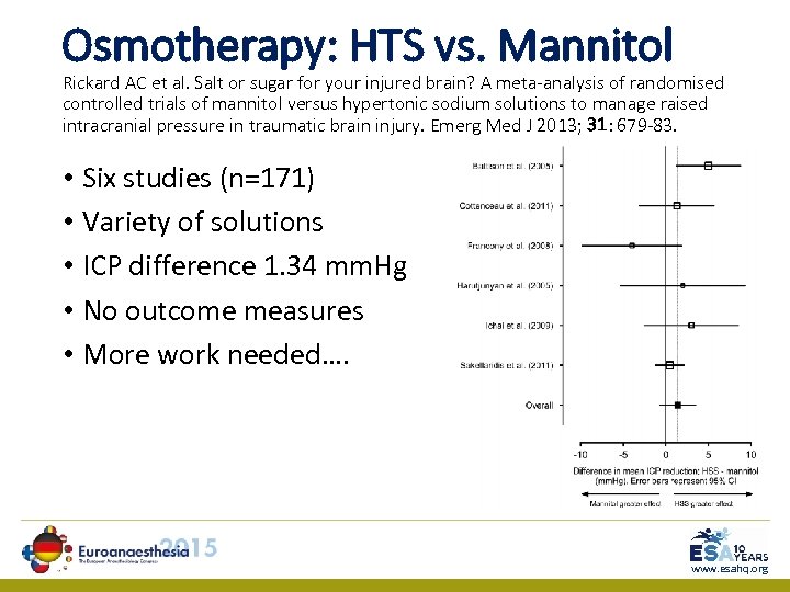 Osmotherapy: HTS vs. Mannitol Rickard AC et al. Salt or sugar for your injured