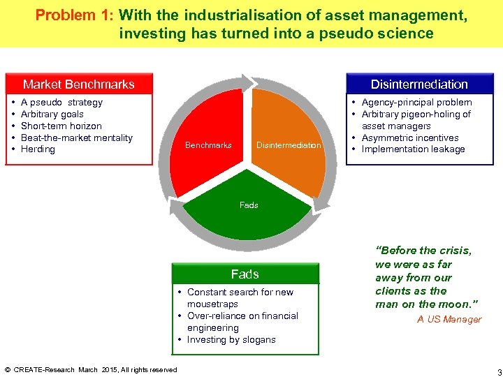 Problem 1: With the industrialisation of asset management, investing has turned into a pseudo