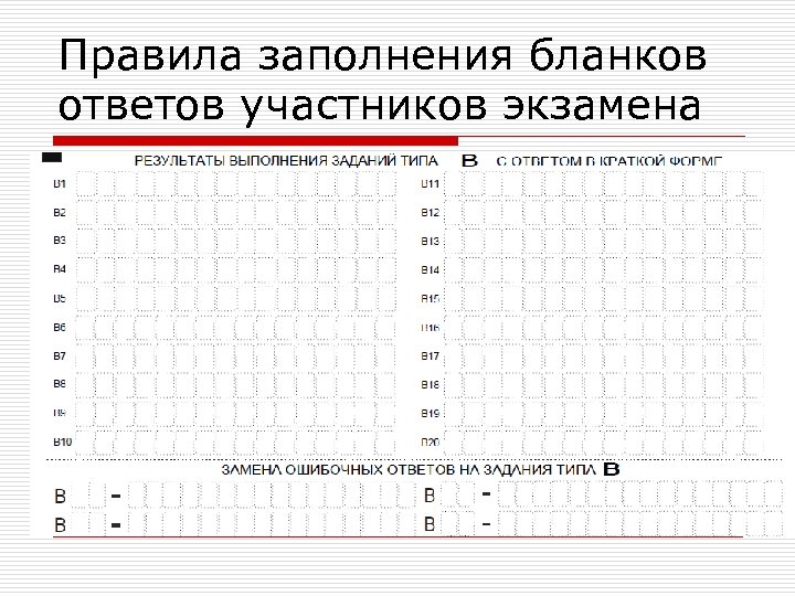 Правила заполнения бланков ответов участников экзамена 