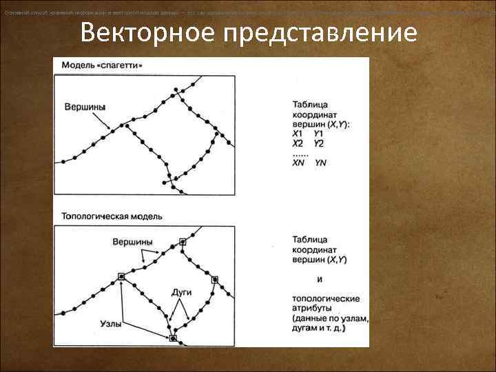 Основной способ хранения информации в векторной модели данных — это так называемая модель «спагетти»