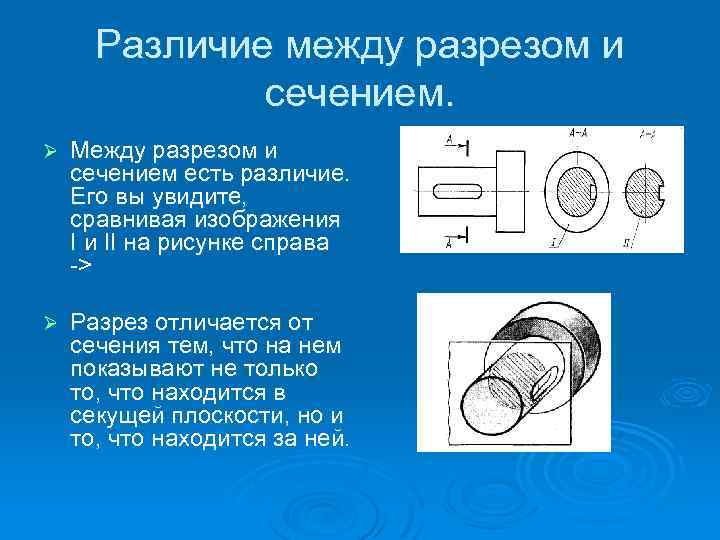 Различие между разрезом и сечением. Ø Между разрезом и сечением есть различие. Его вы