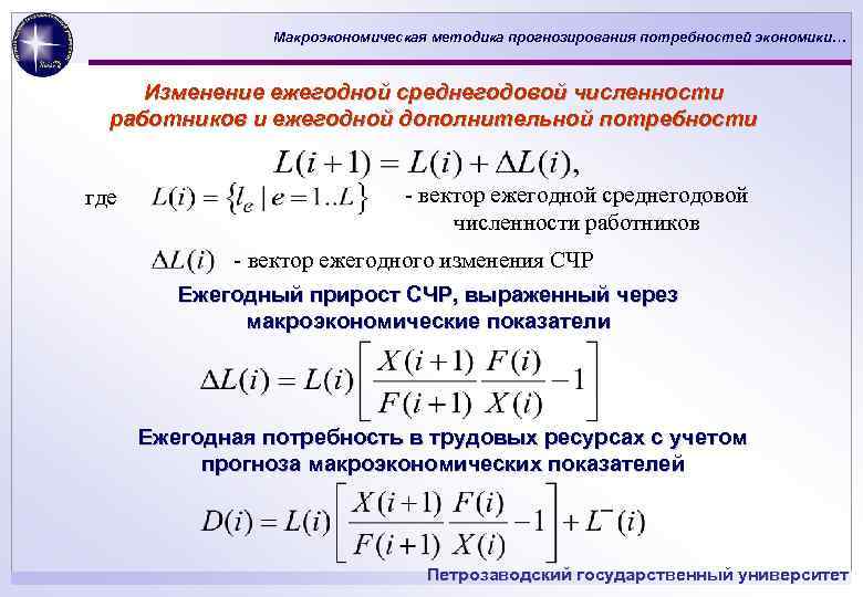 Макроэкономическая методика прогнозирования потребностей экономики… Изменение ежегодной среднегодовой численности работников и ежегодной дополнительной потребности