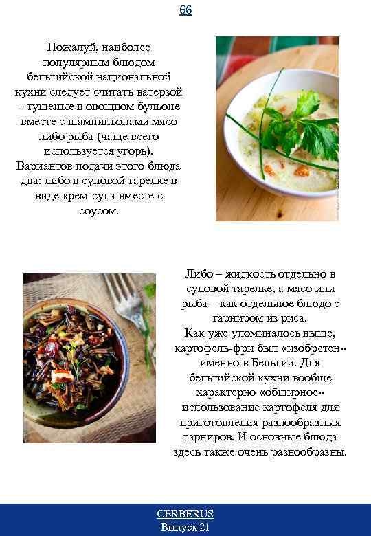 66 Пожалуй, наиболее популярным блюдом бельгийской национальной кухни следует считать ватерзой – тушеные в