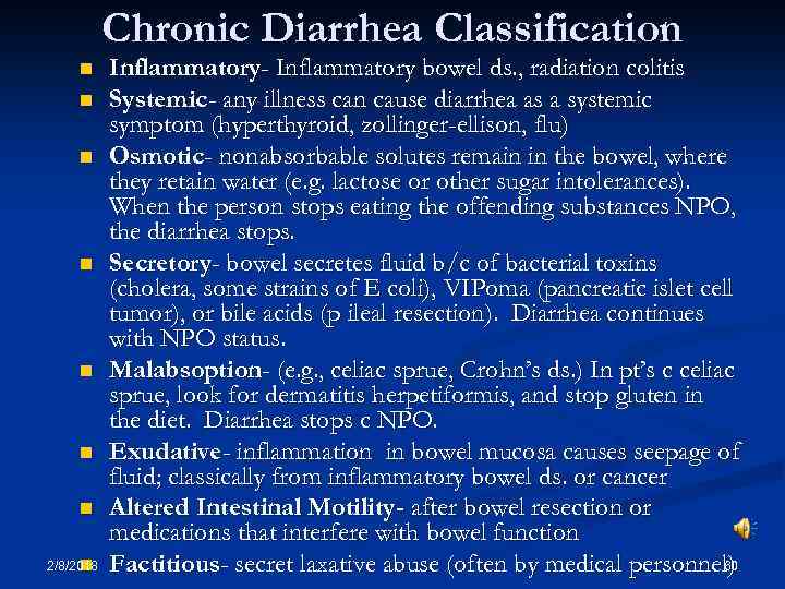 Chronic Diarrhea Classification n n n 2/8/2018 n Inflammatory- Inflammatory bowel ds. , radiation