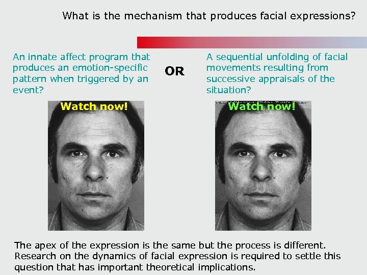 What is the mechanism that produces facial expressions? An innate affect program that produces