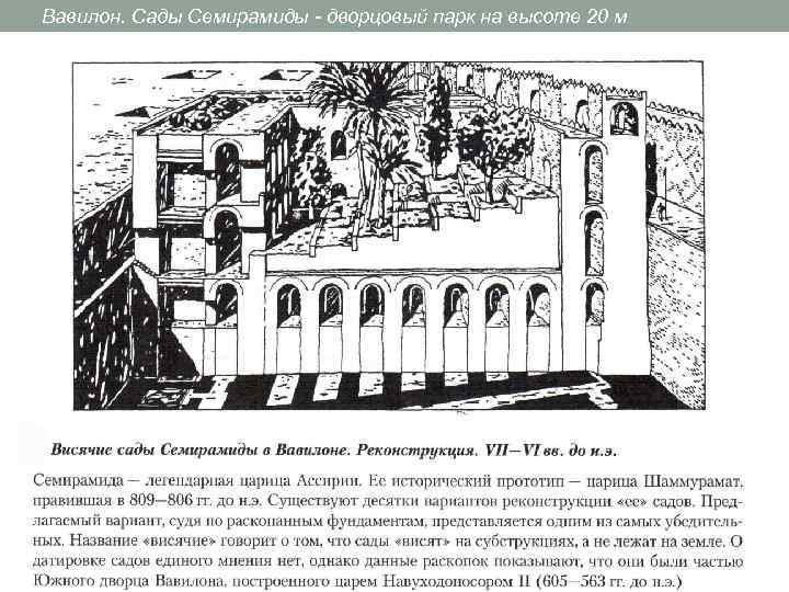 Вавилон. Сады Семирамиды дворцовый парк на высоте 20 м 