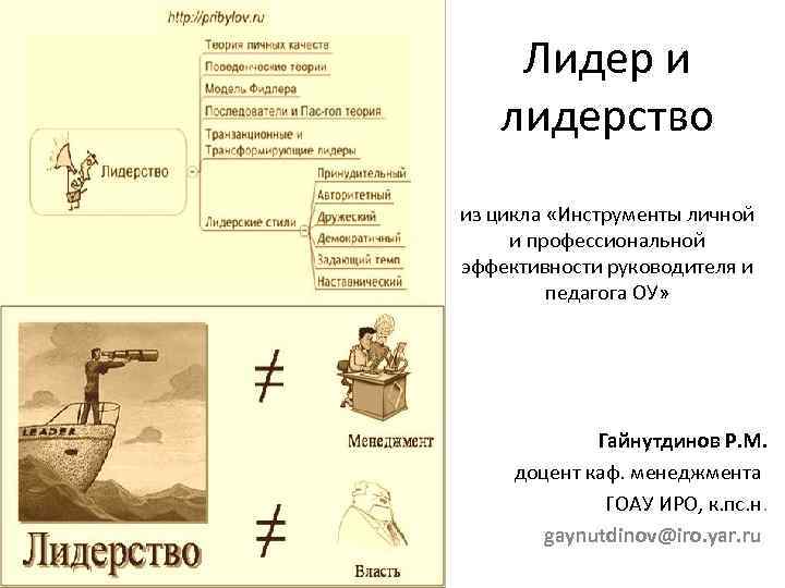 Лидер и лидерство из цикла «Инструменты личной и профессиональной эффективности руководителя и педагога ОУ»