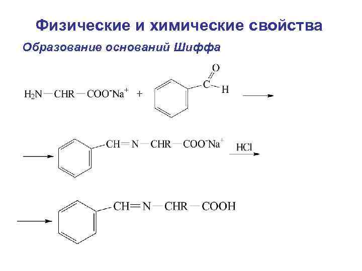 Физические и химические свойства Образование оснований Шиффа 