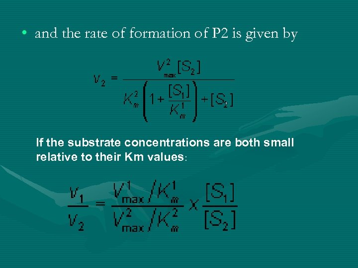  • and the rate of formation of P 2 is given by If
