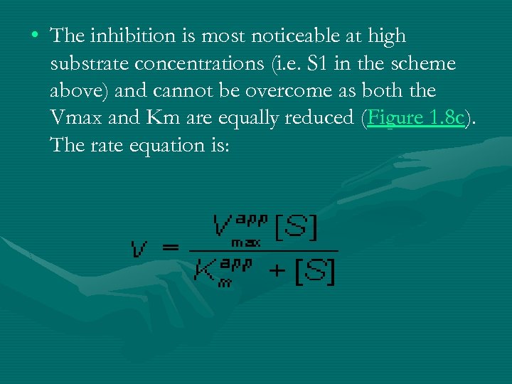  • The inhibition is most noticeable at high substrate concentrations (i. e. S