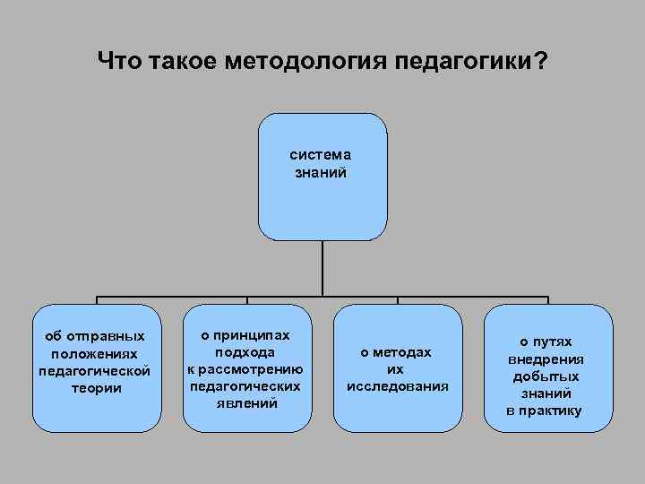 Что такое методология педагогики? система знаний об отправных положениях педагогической теории о принципах подхода