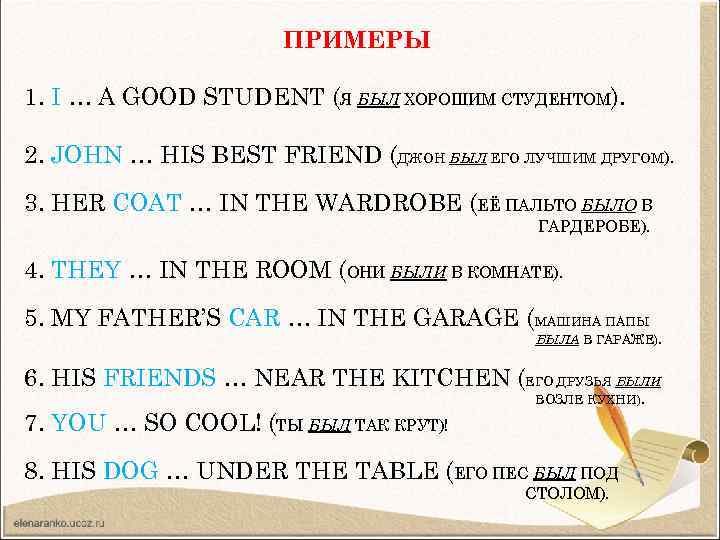 ПРИМЕРЫ 1. I … A GOOD STUDENT (Я БЫЛ ХОРОШИМ СТУДЕНТОМ). 2. JOHN …