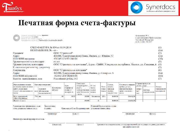 Печатная форма счета-фактуры 