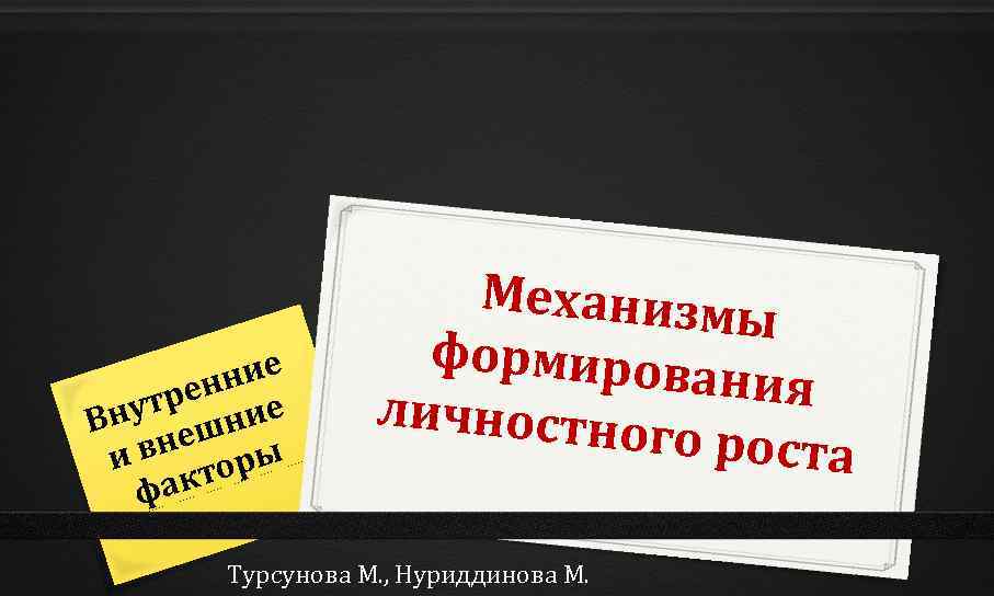 ние рен е нут шни В вне ры и кто фа Механизм ы формиров