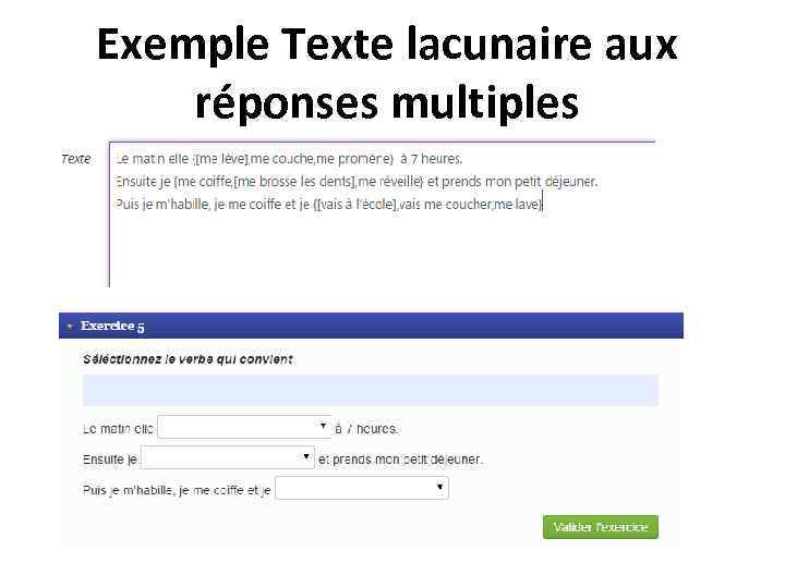 Exemple Texte lacunaire aux réponses multiples 