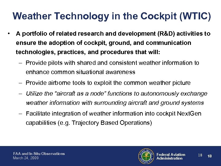 Weather Technology in the Cockpit (WTIC) • A portfolio of related research and development