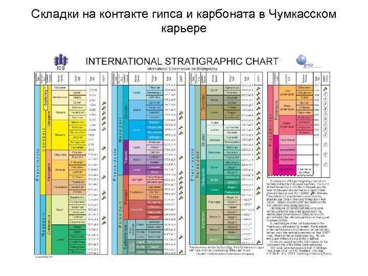 Складки на контакте гипса и карбоната в Чумкасском карьере 