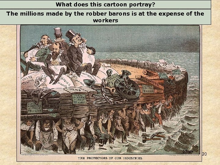 What does this cartoon portray? The millions made by the robber barons is at