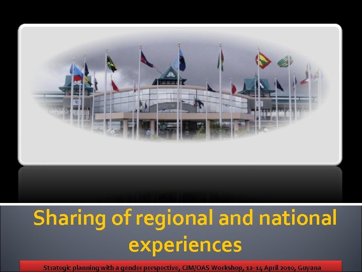 Sharing of regional and national experiences Strategic planning with a gender perspective, CIM/OAS Workshop,