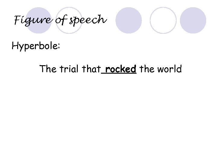 Figure of speech Hyperbole: 　　The trial that rocked the world 　　 